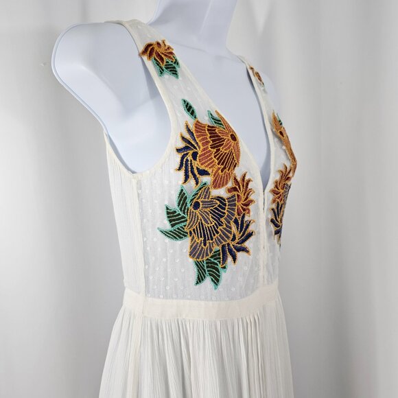 Lulus Women's Ivory Embroidered Flowy Sleeveless Boho Maxi Dress Size XS NWTT - Picture 6 of 14